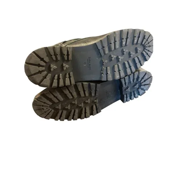 Zara Basics Pearl Studded Lace Up Chunky Boots Size 41 Y2K Goth Steampunk Grunge - Picture 6 of 9